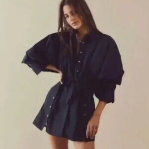 Free People Christi Shirt Dress in Black Size XL NWT